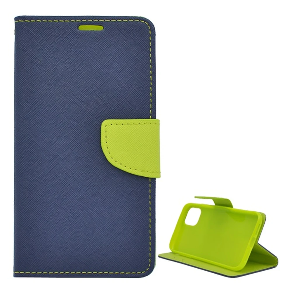 GIGAPACK iphone 11 pro max case standing Skin effect flip textil effect sötétkék/zöld