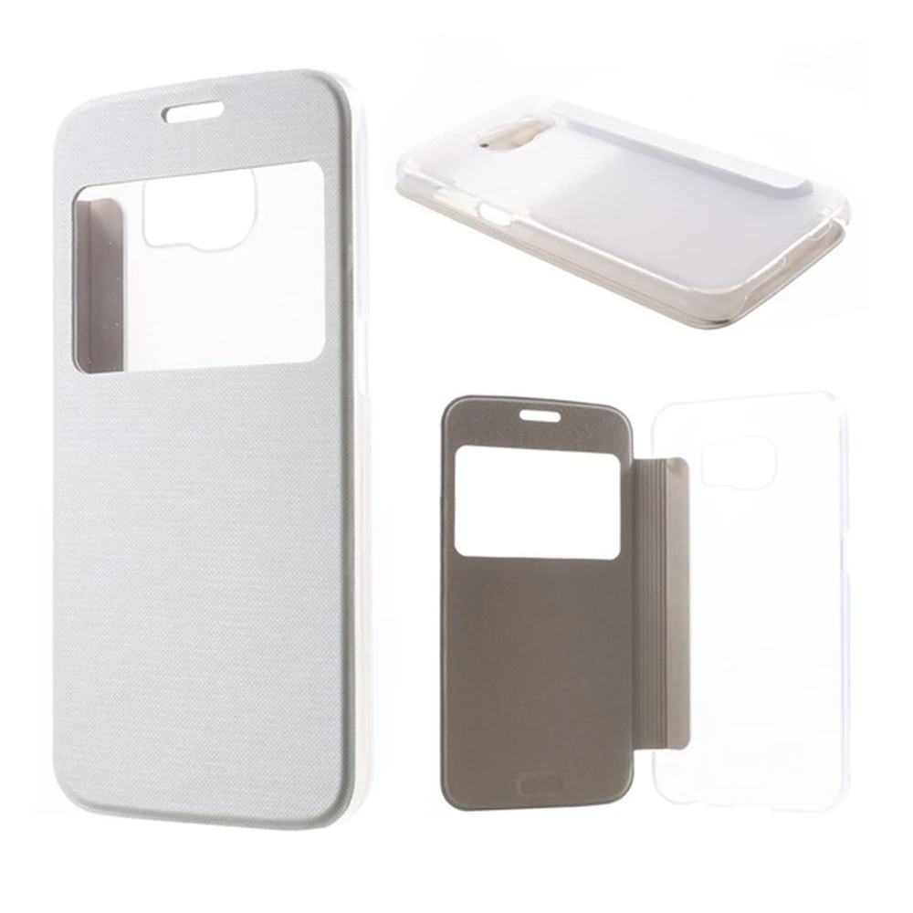 GIGAPACK samsung s6 case standing Skin effect flip brushed pattern white