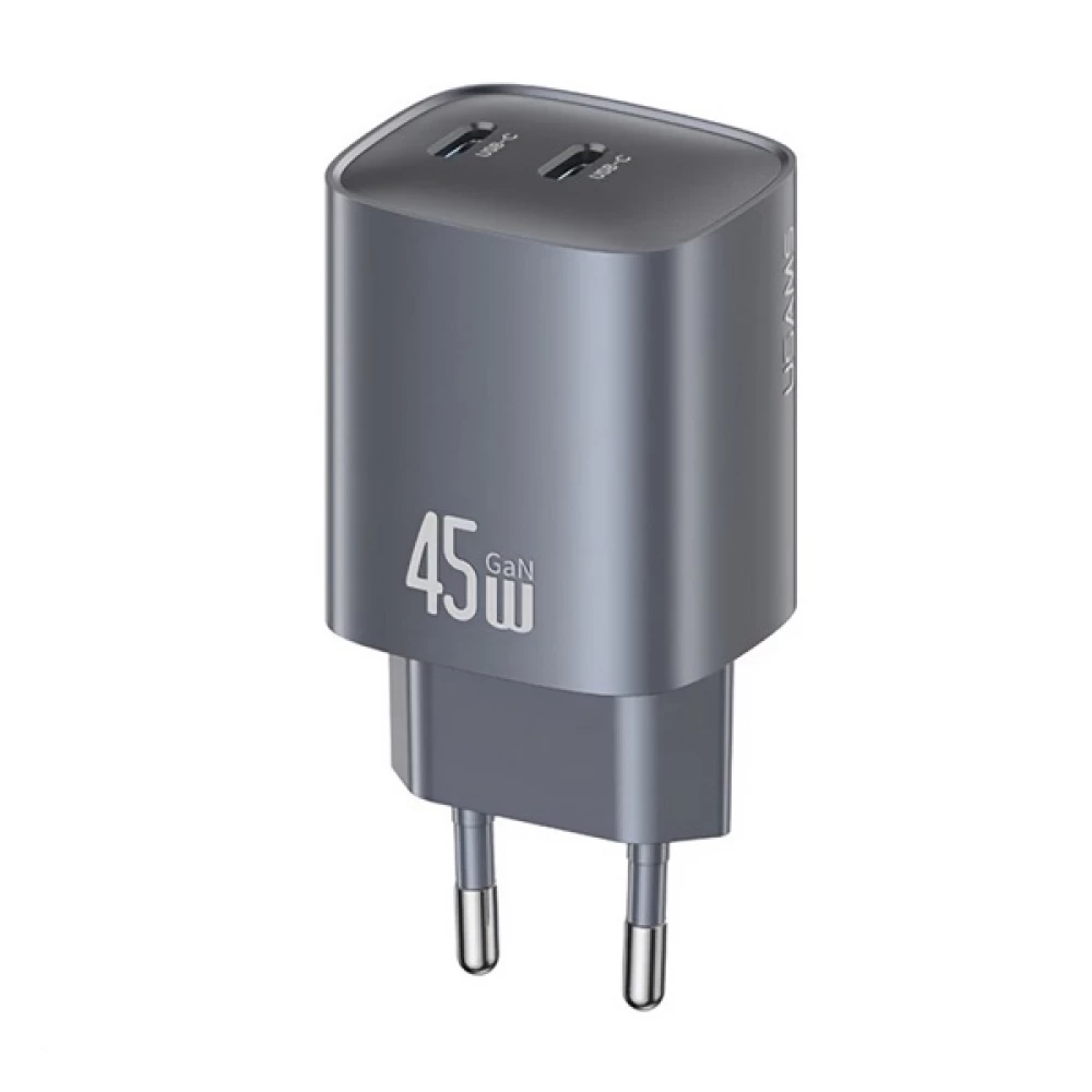 USAMS networking charger 2 Type-C outlet 45W PD fast charger 3.0 SÖTÉTSZÜRKE