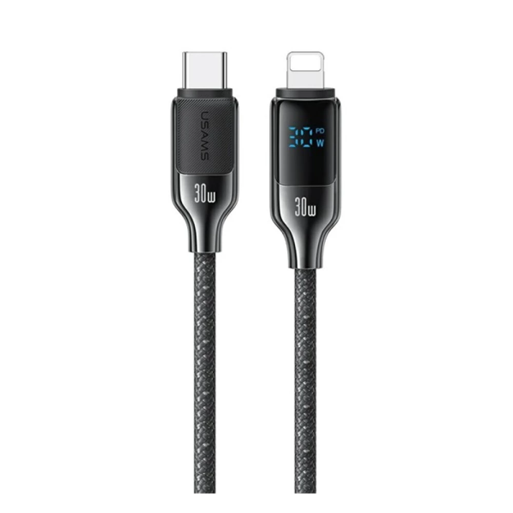 USAMS IPAD USAMS HX adatkábel Type-C - lightning LED kijelző FEKETE