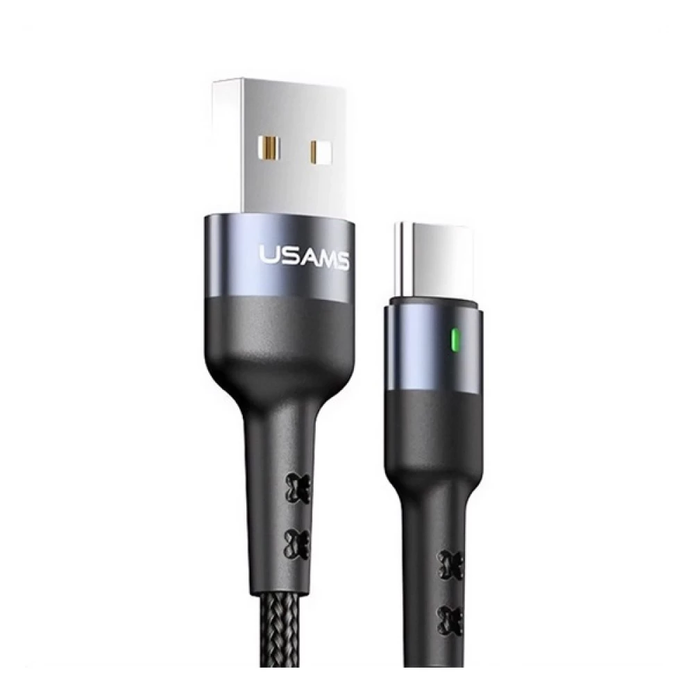 USAMS U26 data kabel USB - Type-C LED indikacija FEKETE