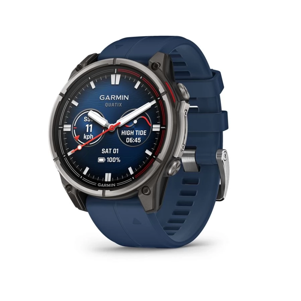 GARMIN Quatix 8 Sapphire titanium case dark blue silicone belt 47 mm (ED XD)