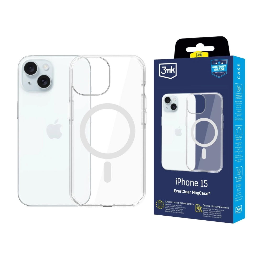3MK EverClear MagCase case iPhone 15 transparent