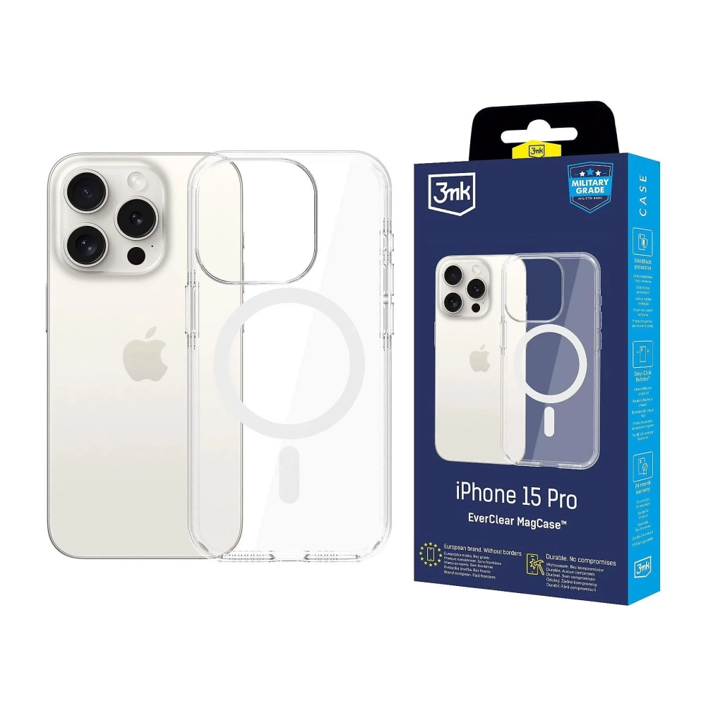 3MK EverClear MagCase case iPhone 15 Pro transparent