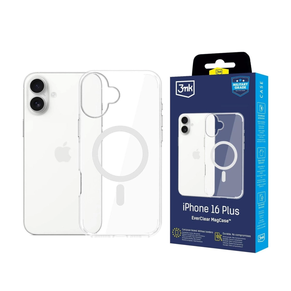3MK EverClear MagCase case iPhone 16 Plus transparent