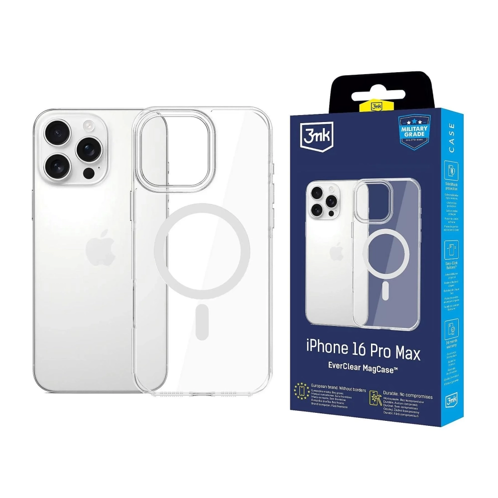 3MK EverClear MagCase case iPhone 16 Pro Max transparent