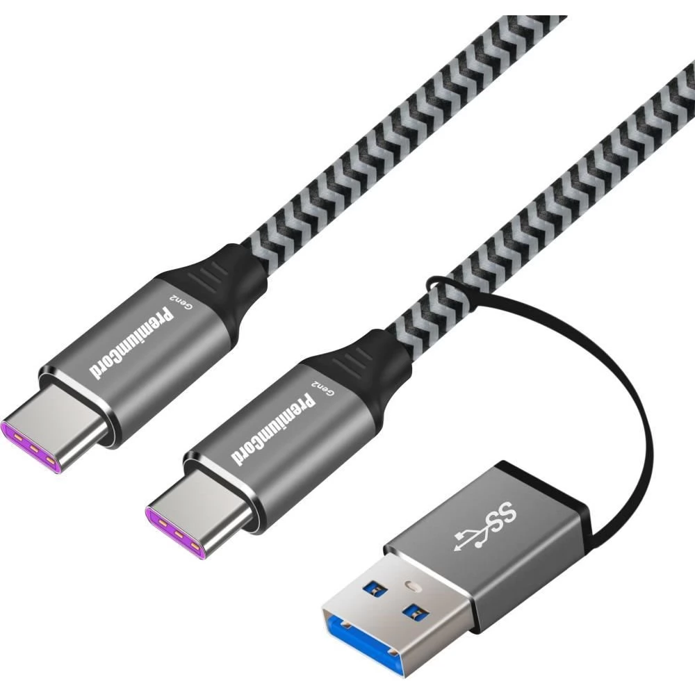 PREMIUMCORD USB 3.2 Type C Összekötő Fekete-Szürke 2m ku31cq2