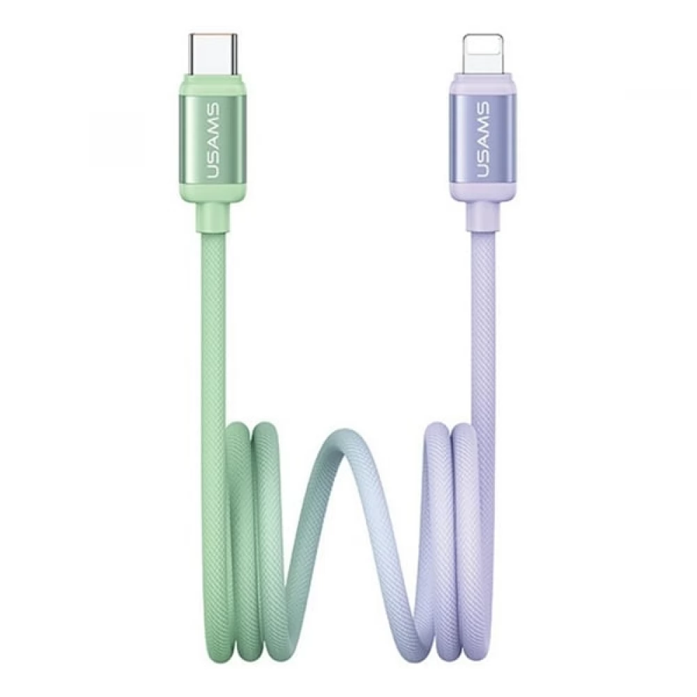 USAMS iPhone 6S 4.7 USAMS BICOLOR adatkábel Type-C - lightning 120cm ZÖLD/LILA