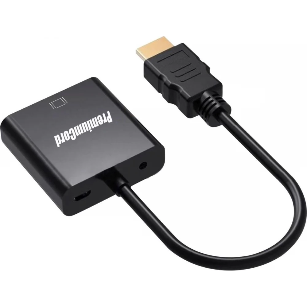 PREMIUMCORD HDMI VGA/D-Sub + Jack Átalakító Fekete 20cm khcon-54