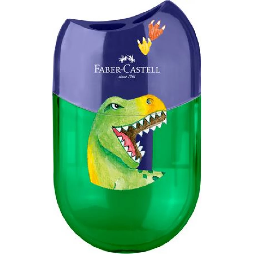 FABER-CASTELL Hegyező display kétlyukú tankers dinosaur