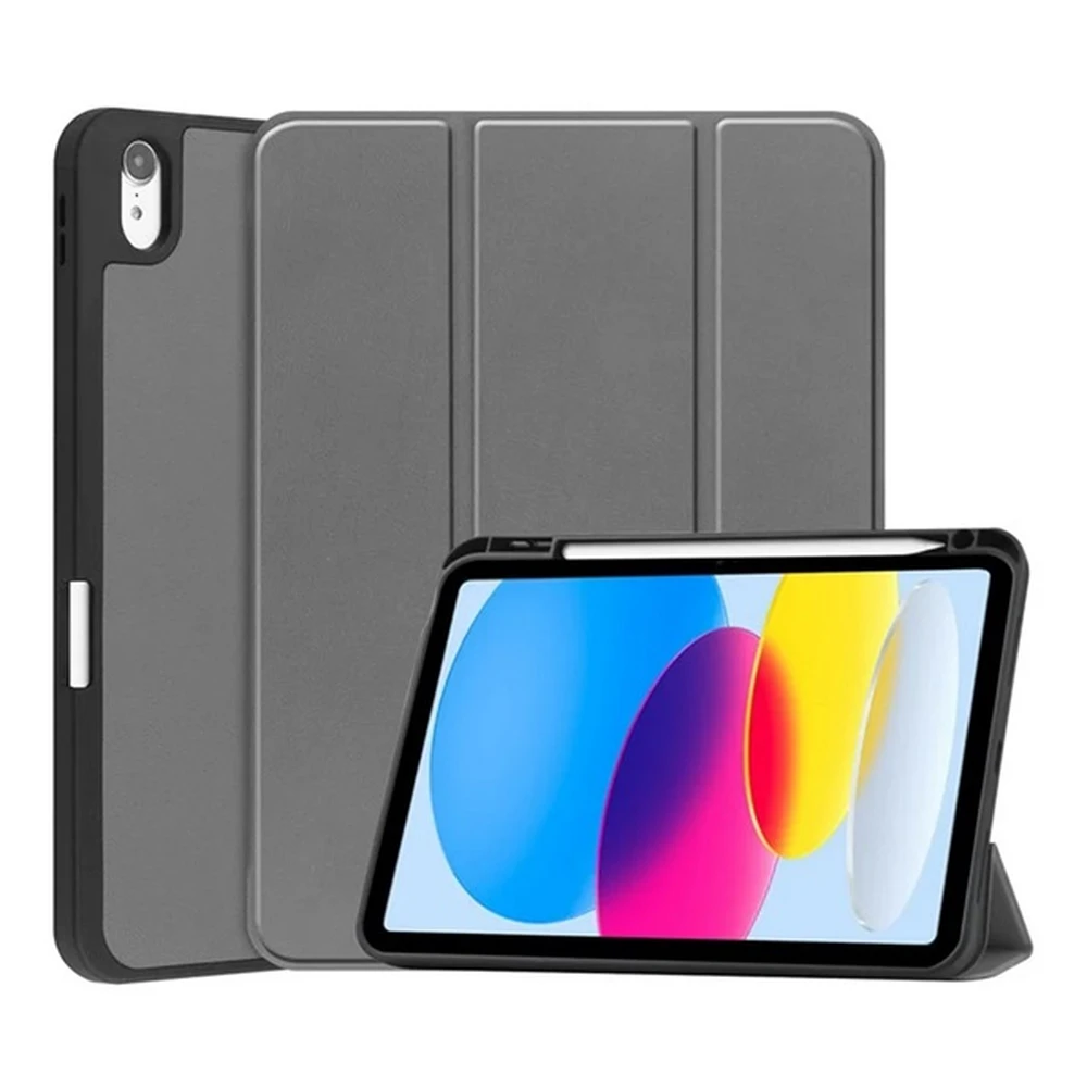 GIGAPACK ipad 11 (2025) case standing Skin effect active flip pencil holder dark grey