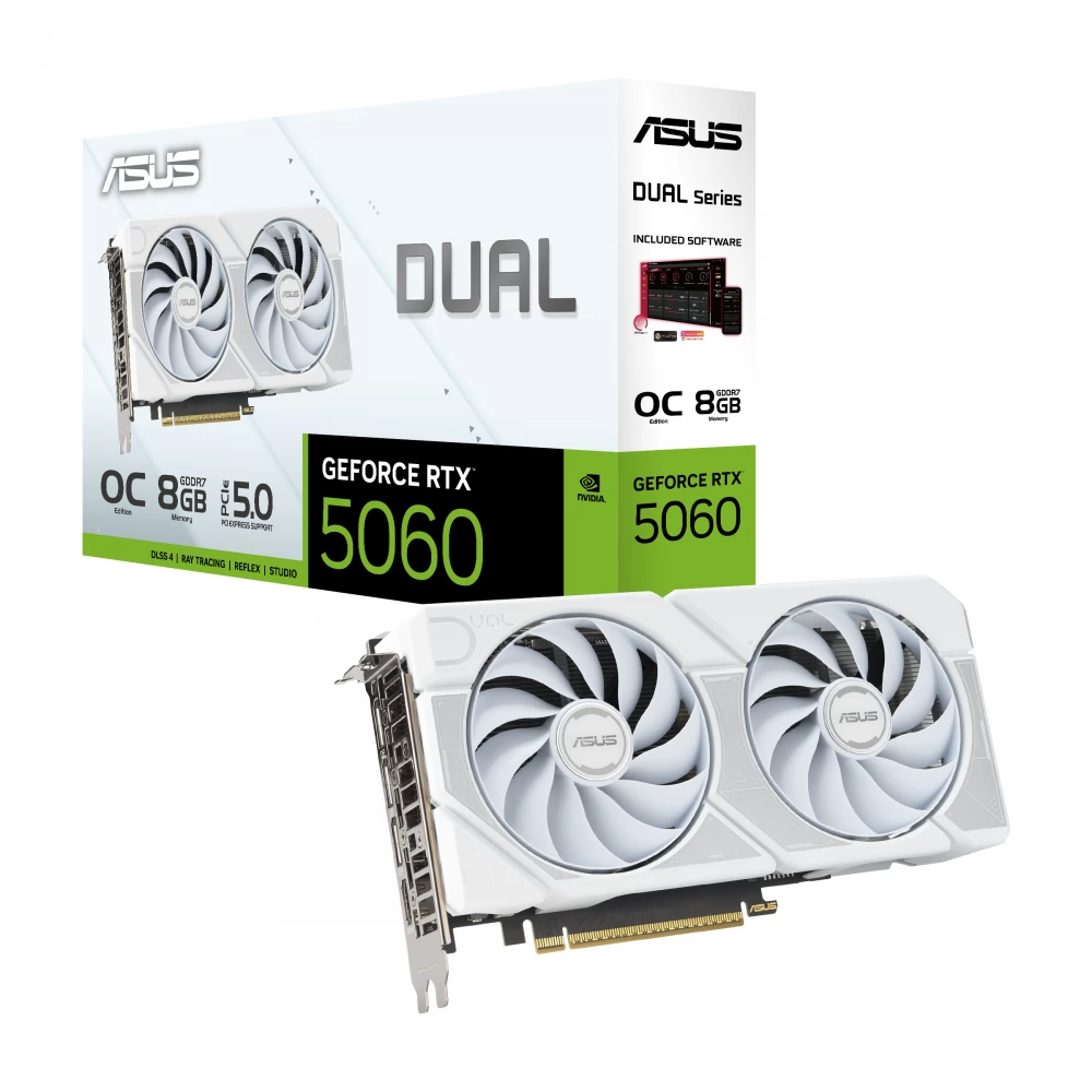 ASUS DUAL-RTX5060-O8G-WHITE Dual White OC GeForce RTX 5060 8GB GDDR7 DLSS4