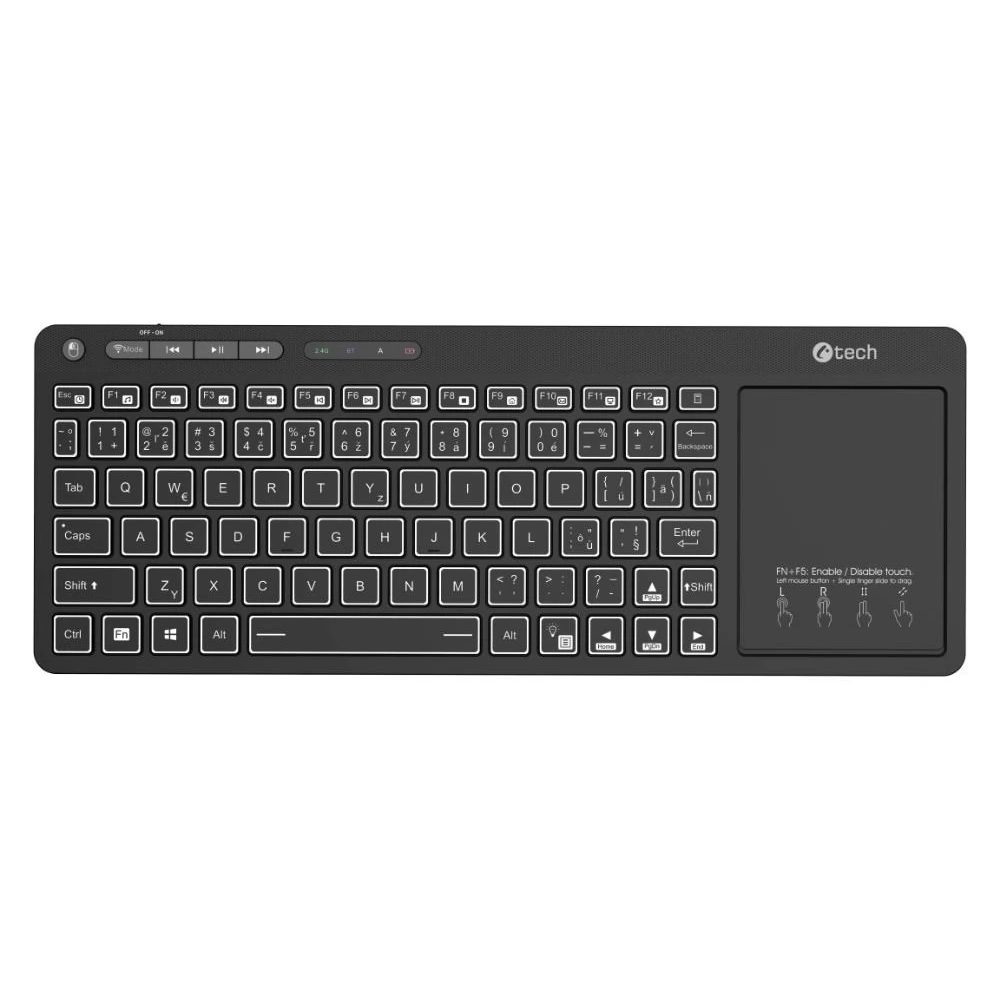 C-TECH WLTK-03 Wireless Cseh fekete