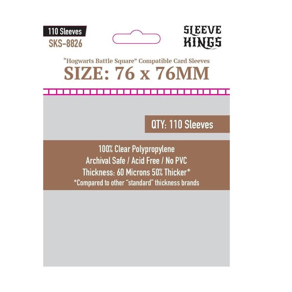 Sleeve Kings "Hogwarts Battle Square Compatible" Sleeves (76x76mm) -110 Pack. 60 Microns