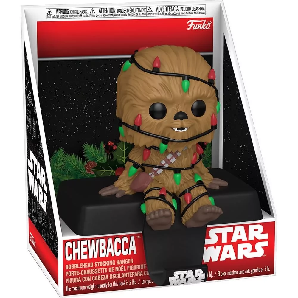 FUNKO Pop Edge-Sitter: Star Wars - Chewbacca figura and sock hanger Christmas variant