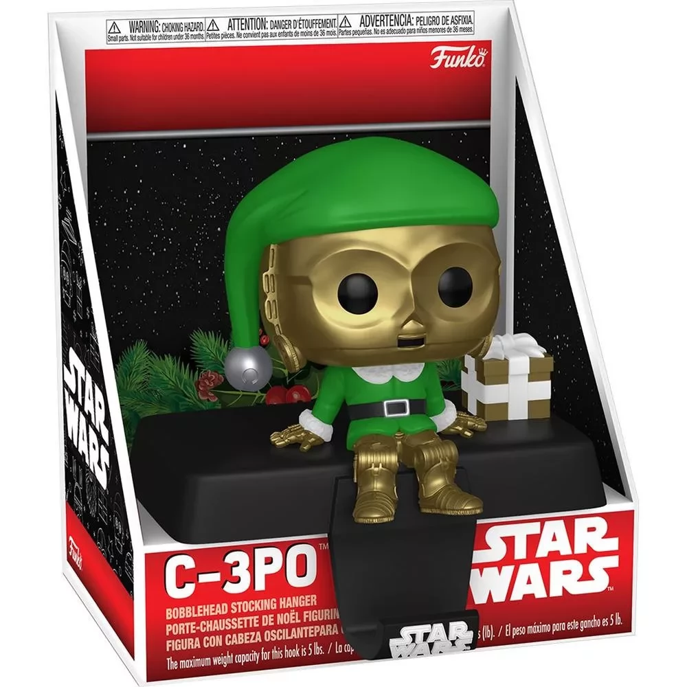 FUNKO Pop Edge-Sitter: Star Wars - C-3PO figura and sock hanger Christmas variant