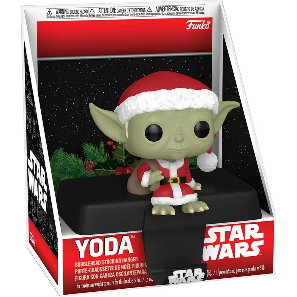 FUNKO Pop Edge-Sitter: Star Wars - Yoda mester figura and sock hanger Christmas variant
