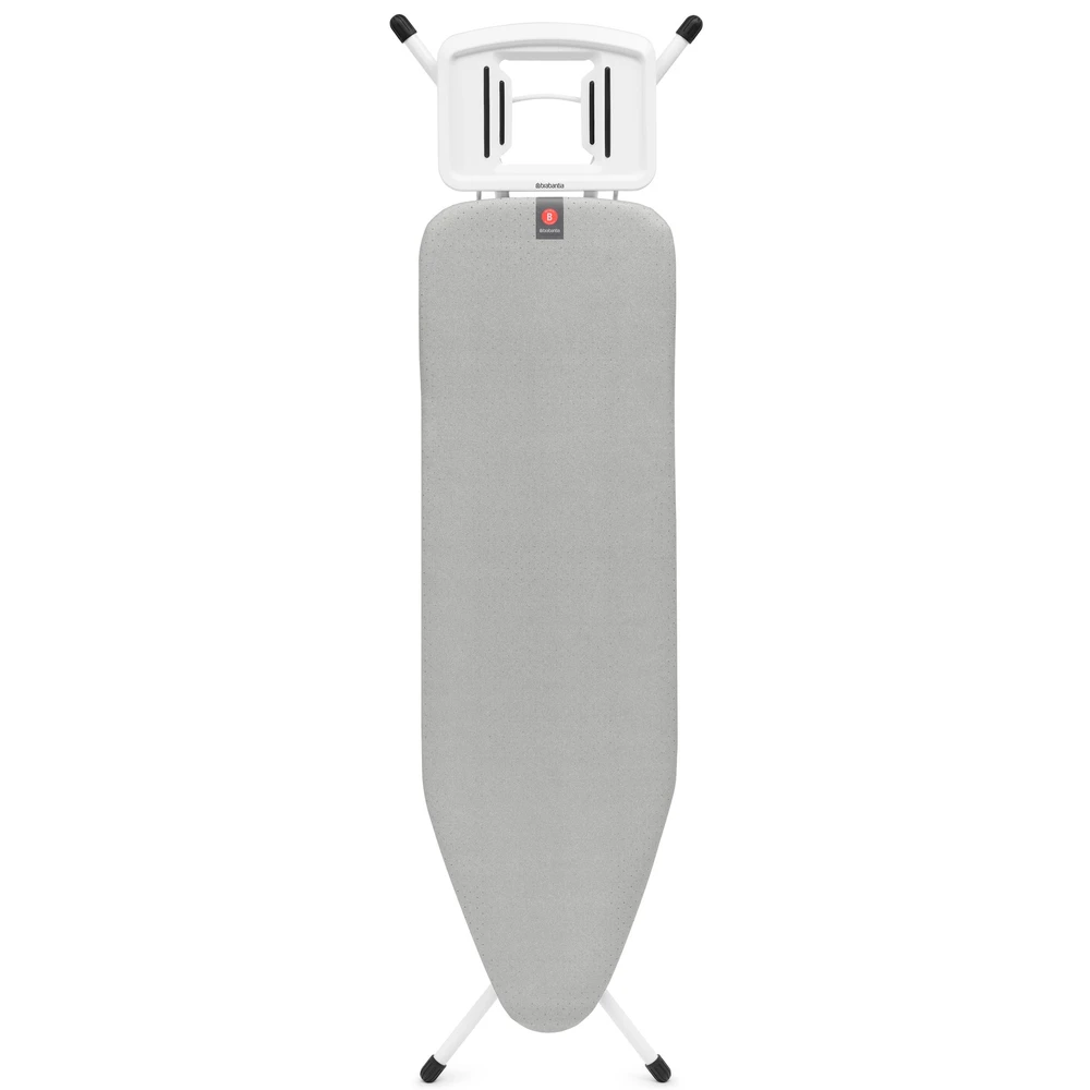BRABANTIA Solid Steam Iron Rest vasalódeszka 1240x380mm - B méret. fix vasalótámasz. D=22mm fehér váz. metalizált szürke huzat - 243424