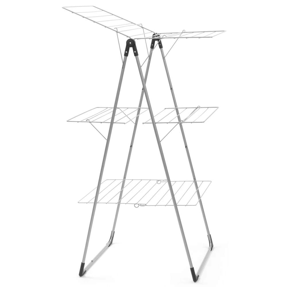 BRABANTIA Tower Drying Rack 3 storey clothes dryer stand compact design a szűkös helyekre. 23m drying length. 20kg teherbírás. összecsukható. acél. metal grey - 476648