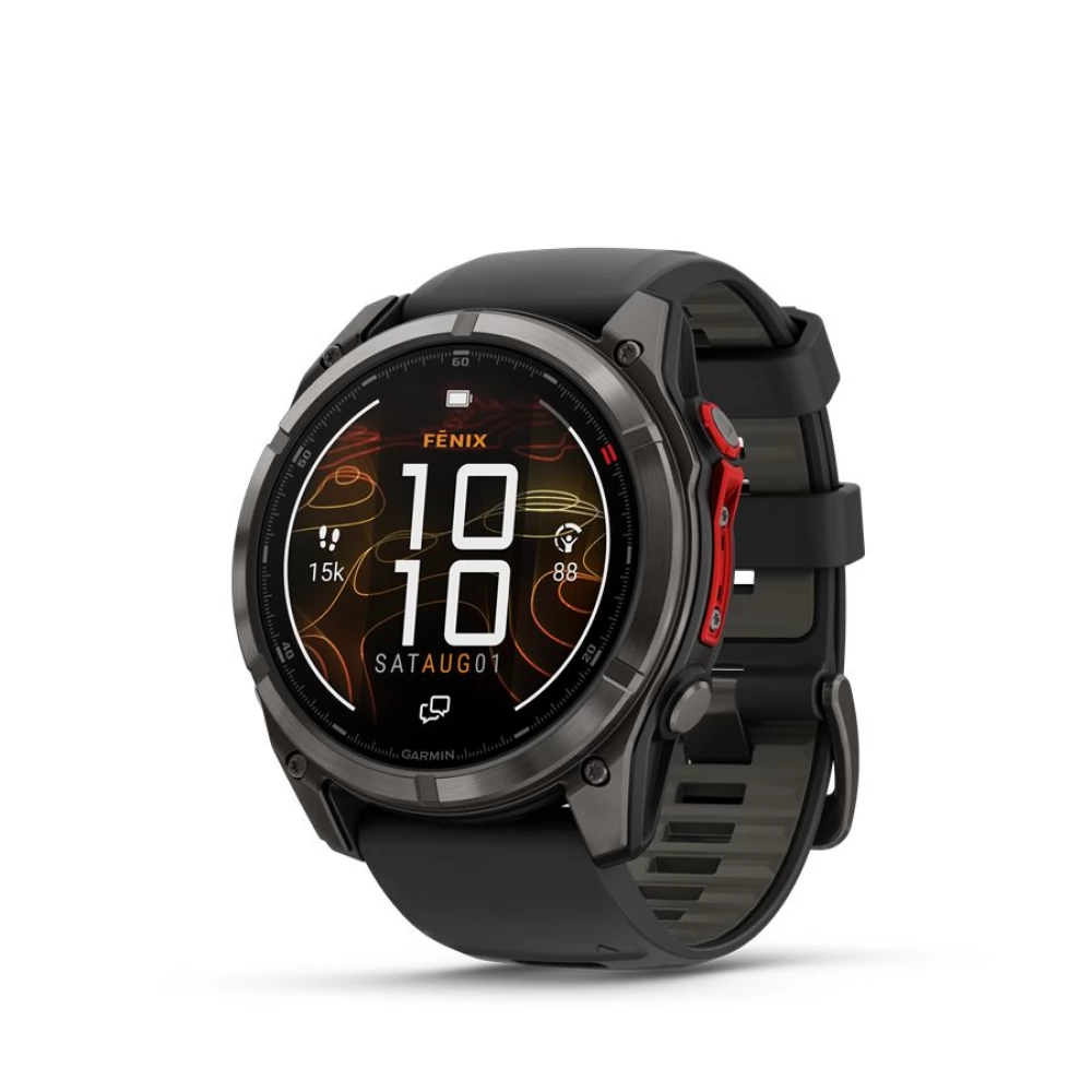 GARMIN Fenix 8 Pro Amoled Sapphire 51mm MicroLED karbonszürke DLC Titanium black/gray silicone strap (ED XD)