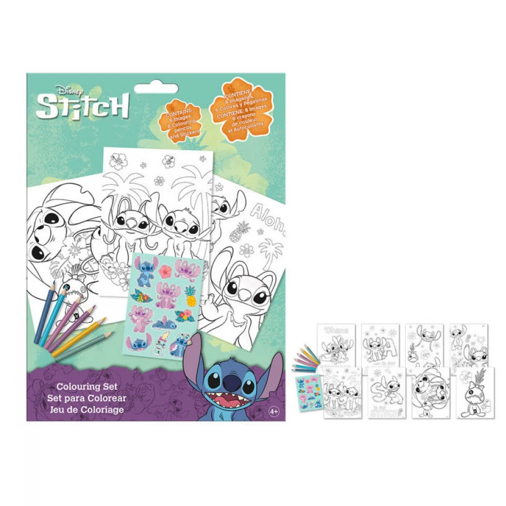 KIDS LICENSING Disney Stitch színező ceruzákkal. matricákkal