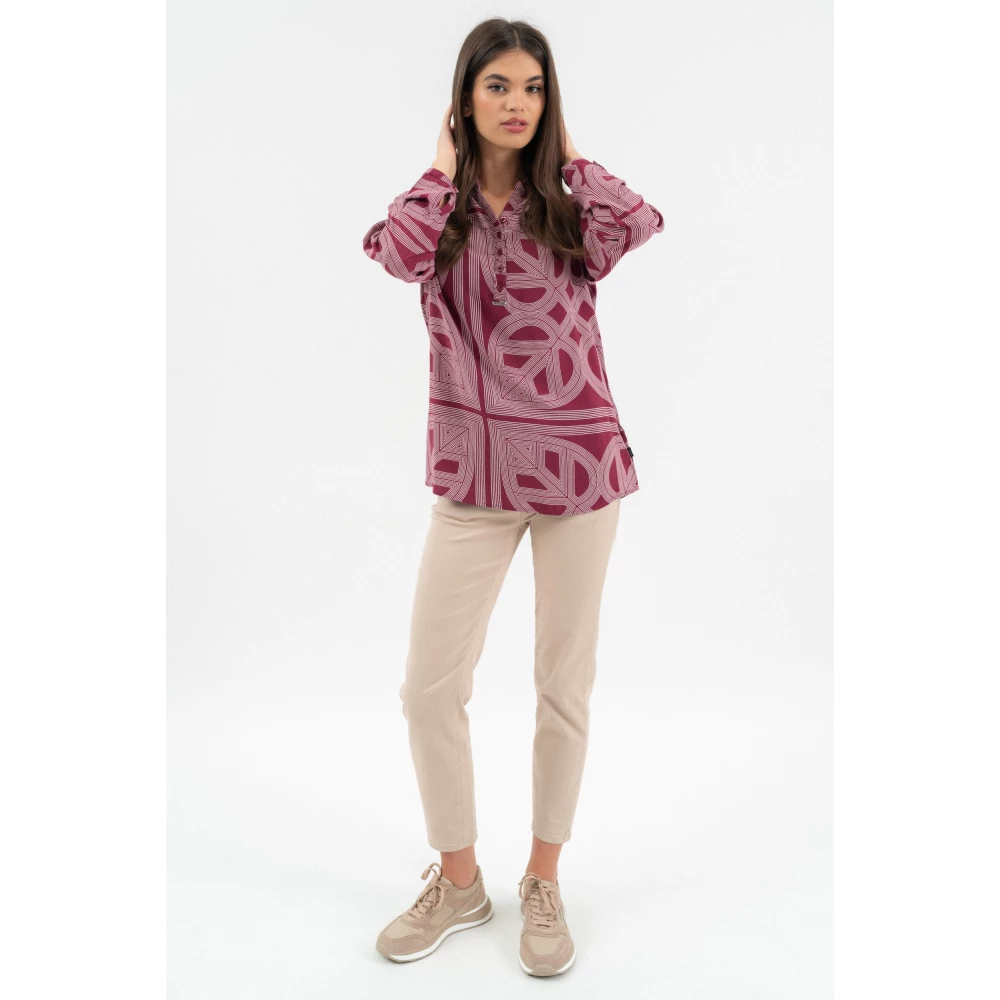 BUDMIL Lezser fazonú blouse Female XXL bordó-fehér
