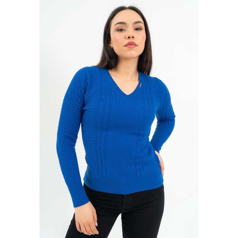 BUDMIL V-nyakú bound sweater Female XXL blue