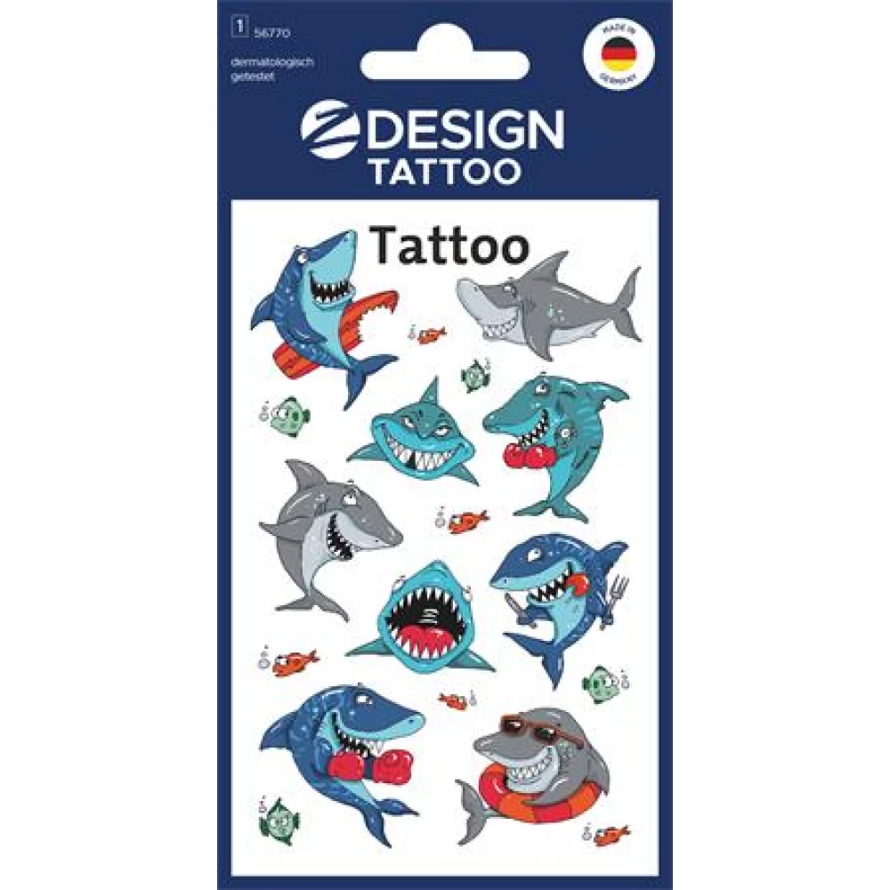 AVERY Sticker tetoválás 1 arc 76x120 mm - cápák