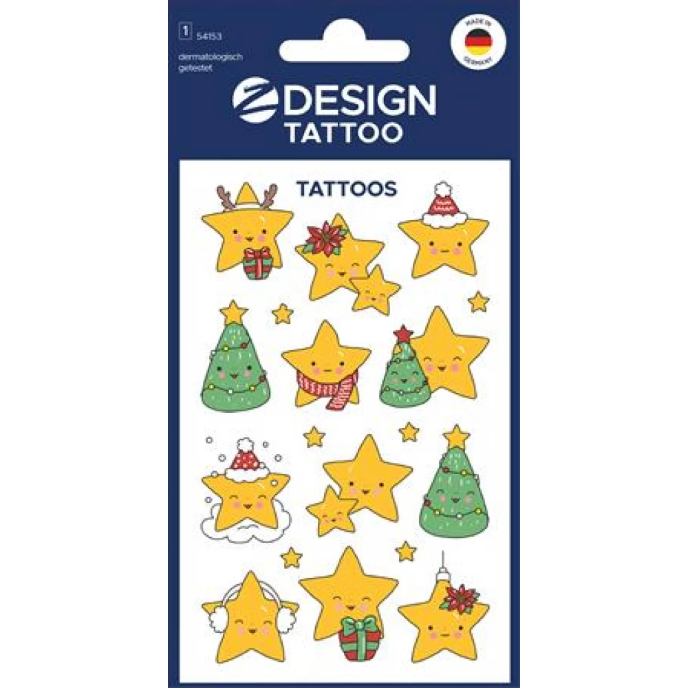 AVERY Sticker tetoválás 1 arc 76x120 mm - Christmas stars