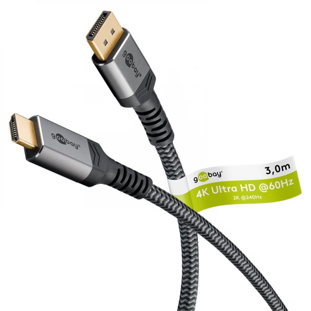 GOOBAY DisplayPort 1.2/1.2a HDMI 2.0 Converter Black-Silver 3m 65270