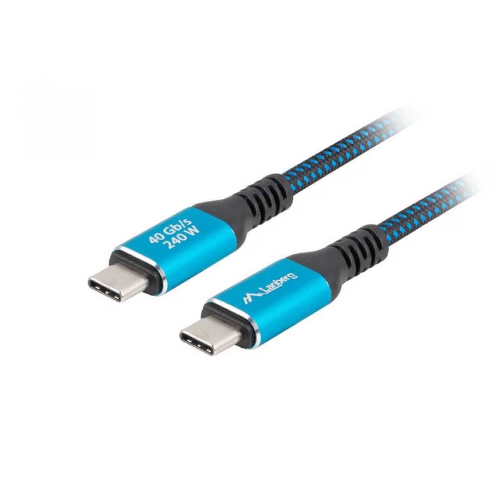 LANBERG USB 4.0 Type C Összekötő Fekete-Kék 50cm CA-CMCM-44CU-0005-BK