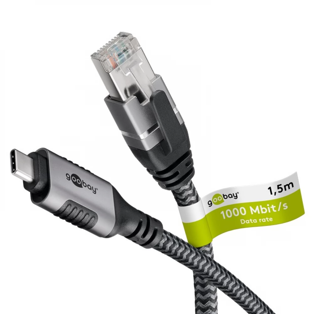 GOOBAY USB 3.1 Type C RJ-45 Converter Black-Silver 1.5m 70697