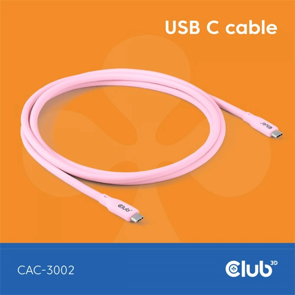 CLUB3D USB 4.0 Type C veza Ružičasta 2m CAC-3002