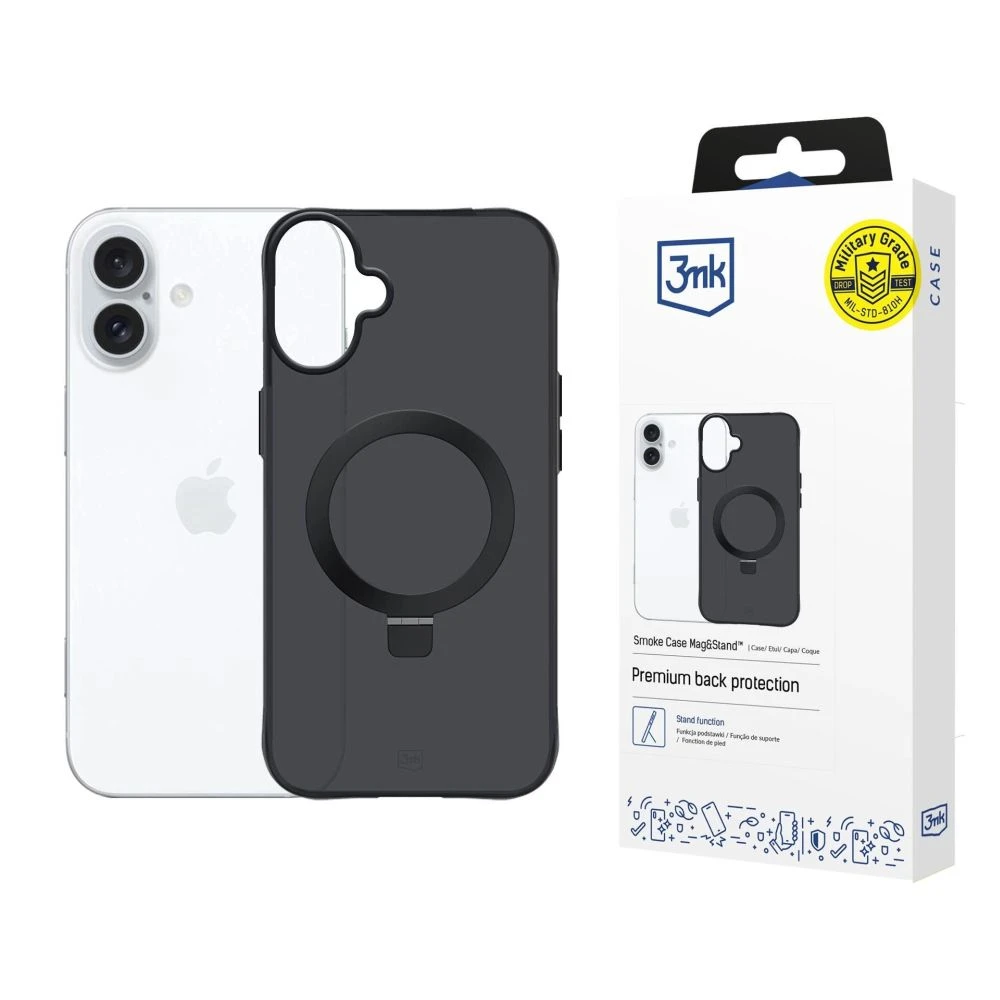 3MK Smoke Case Mag&Stand MagSafe case iPhone 17 smoky black