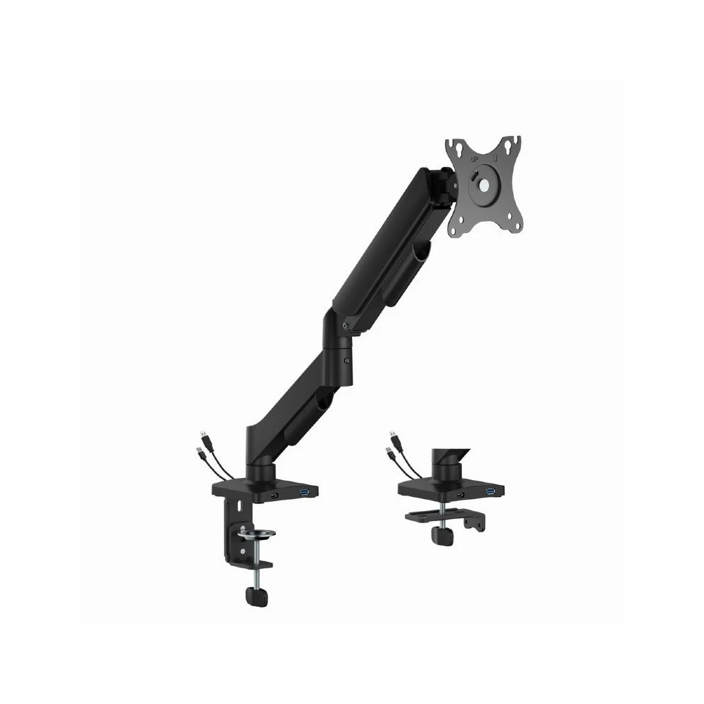 GEMBIRD MA-DA1U-01 Állítható asztali kijelzőtartó kar USB-portokkal 17"-32” fekete