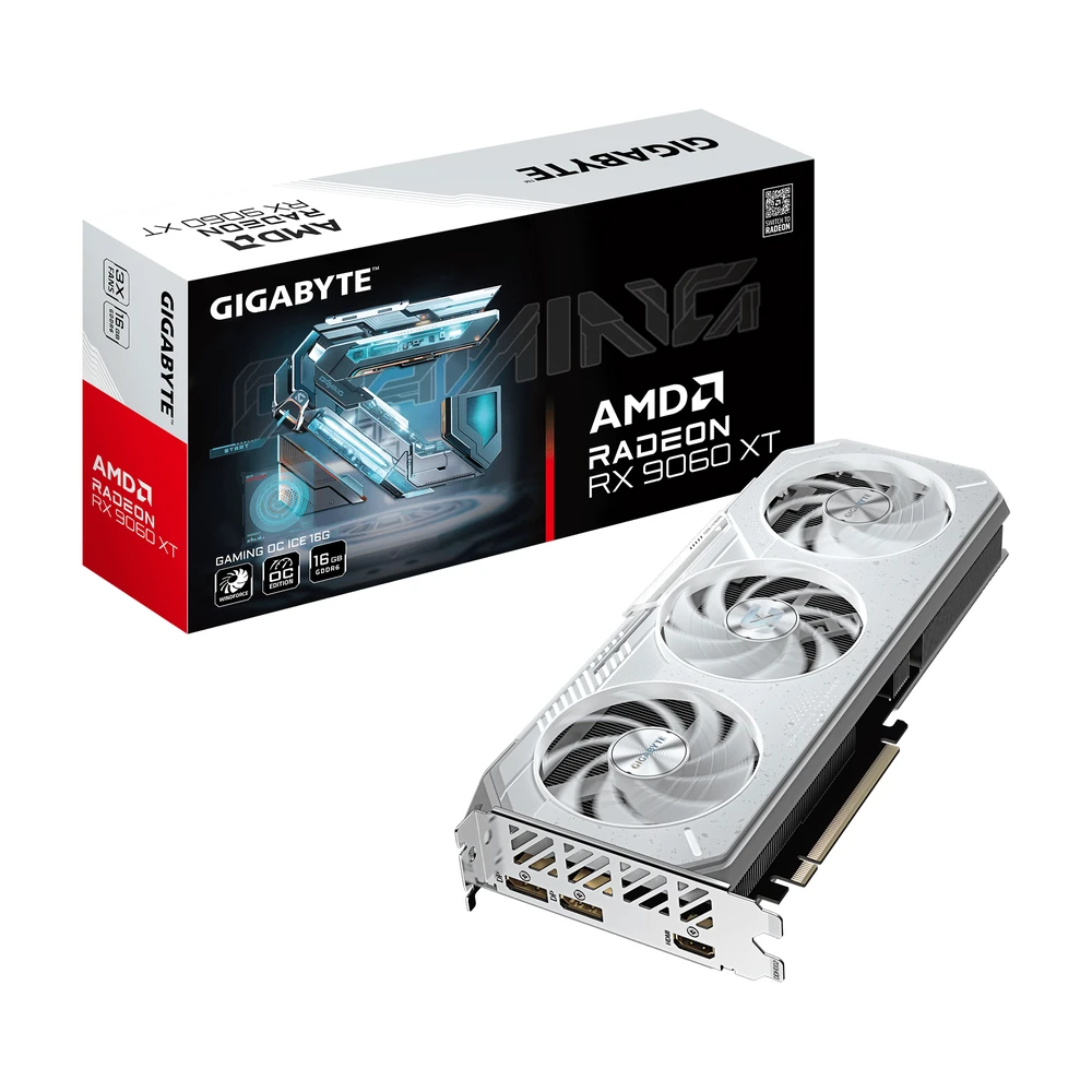 GIGABYTE GV-R906XGAMINGOCICE-16GD Radeon RX 9060 XT 16GB GDDR6 GAMING OC ICE PCIE
