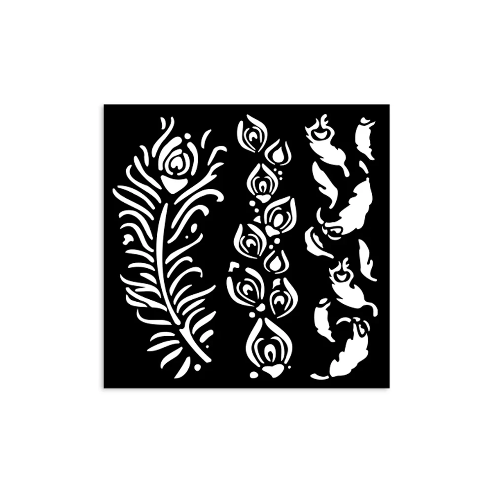 Stamperia Masquerade feathers 12x12 cm thick stencil