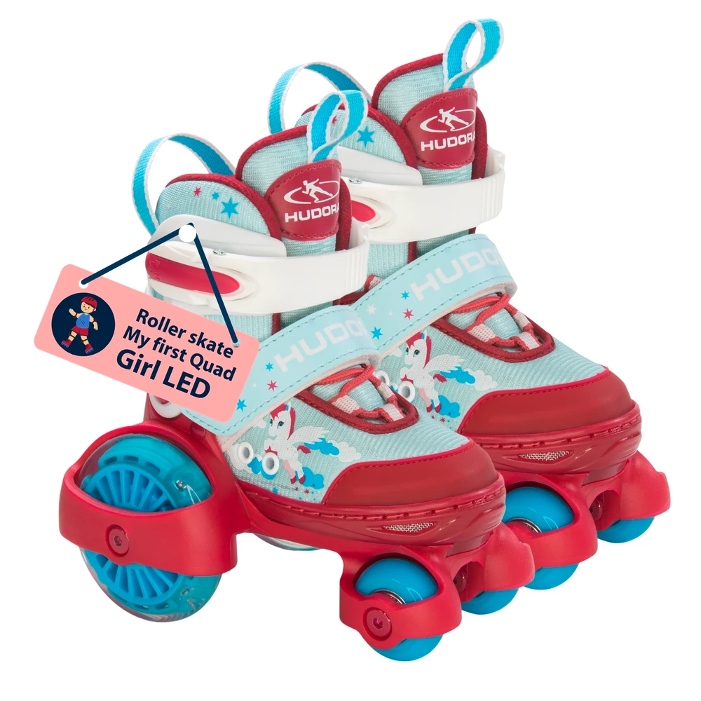 HUDORA Roller skate My First Quad LED Girl size 26-29 red