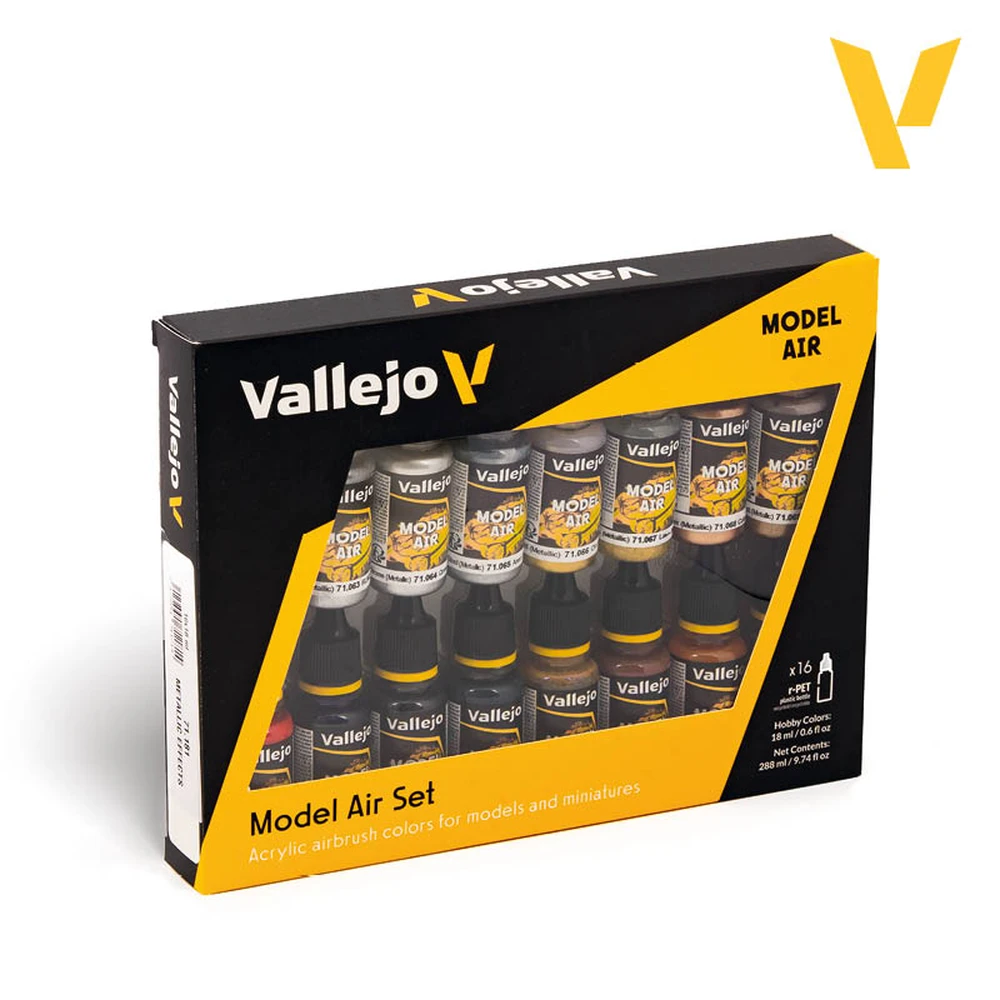 VALLEJO Model Air Metallic Effects paint stock 16x 18ml
