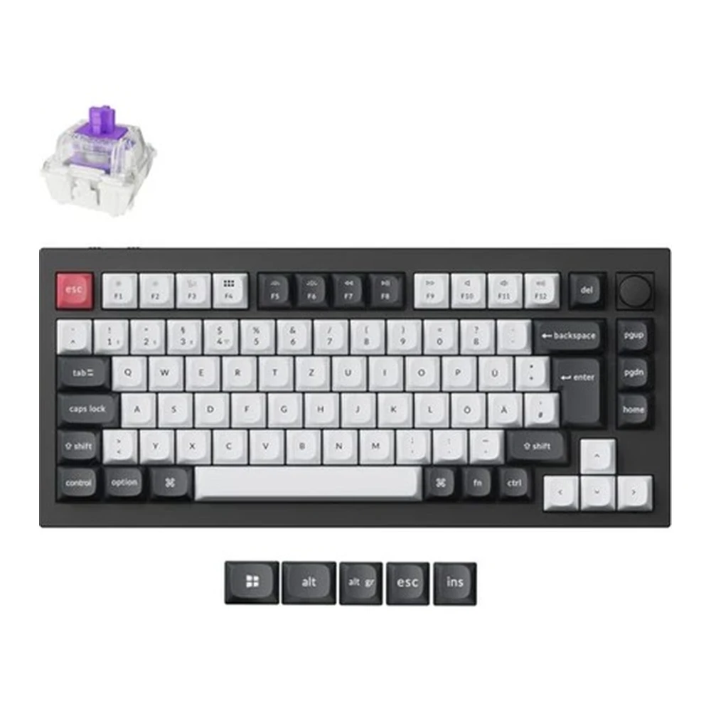 KEYCHRON Q1 HE QMK RGB Knob Wireless Nebula Hungarian black Q1H-M1Z-HU