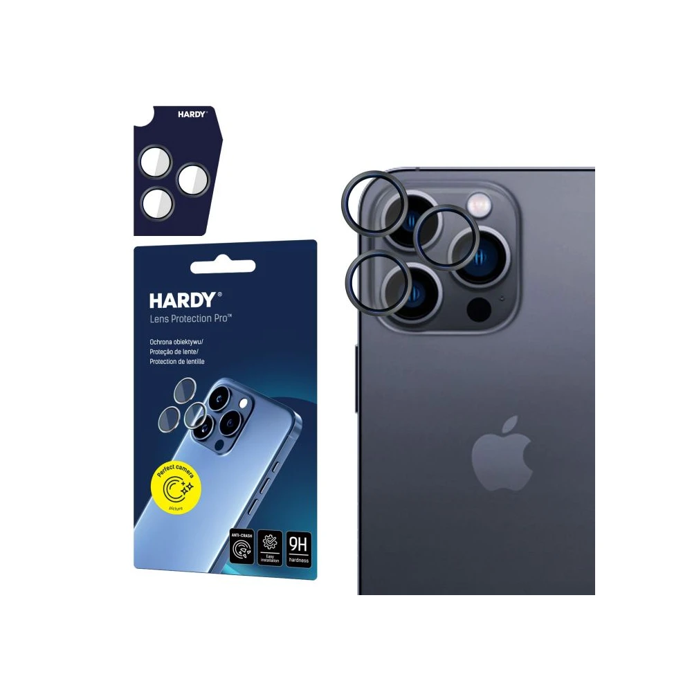 3MK Hardy Lens Protection Pro Camera lens shield iPhone 16 Pro black