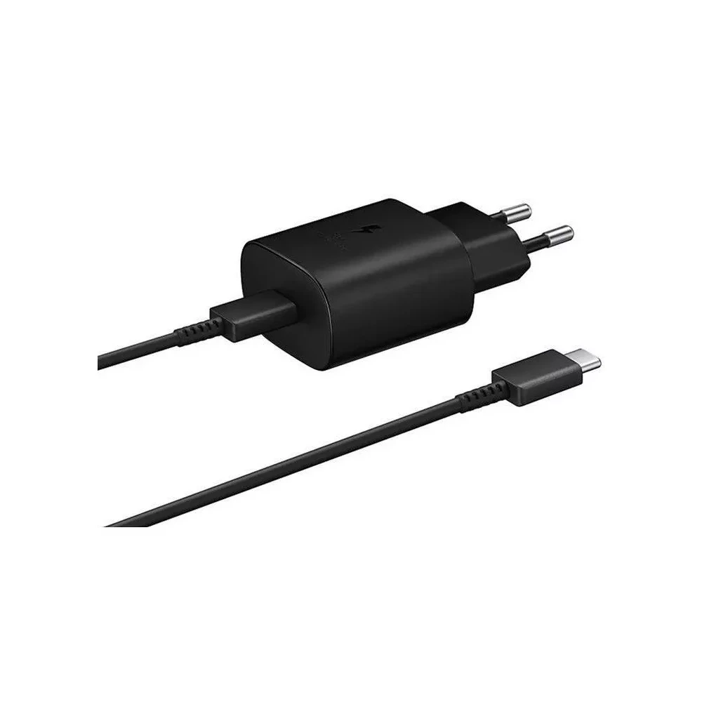 Samsung EP-TA800EBE kompatibilis hálózati töltő adapter + EP-DA905BBE Type-C kábel 25W fekete (eco csomagolásban)