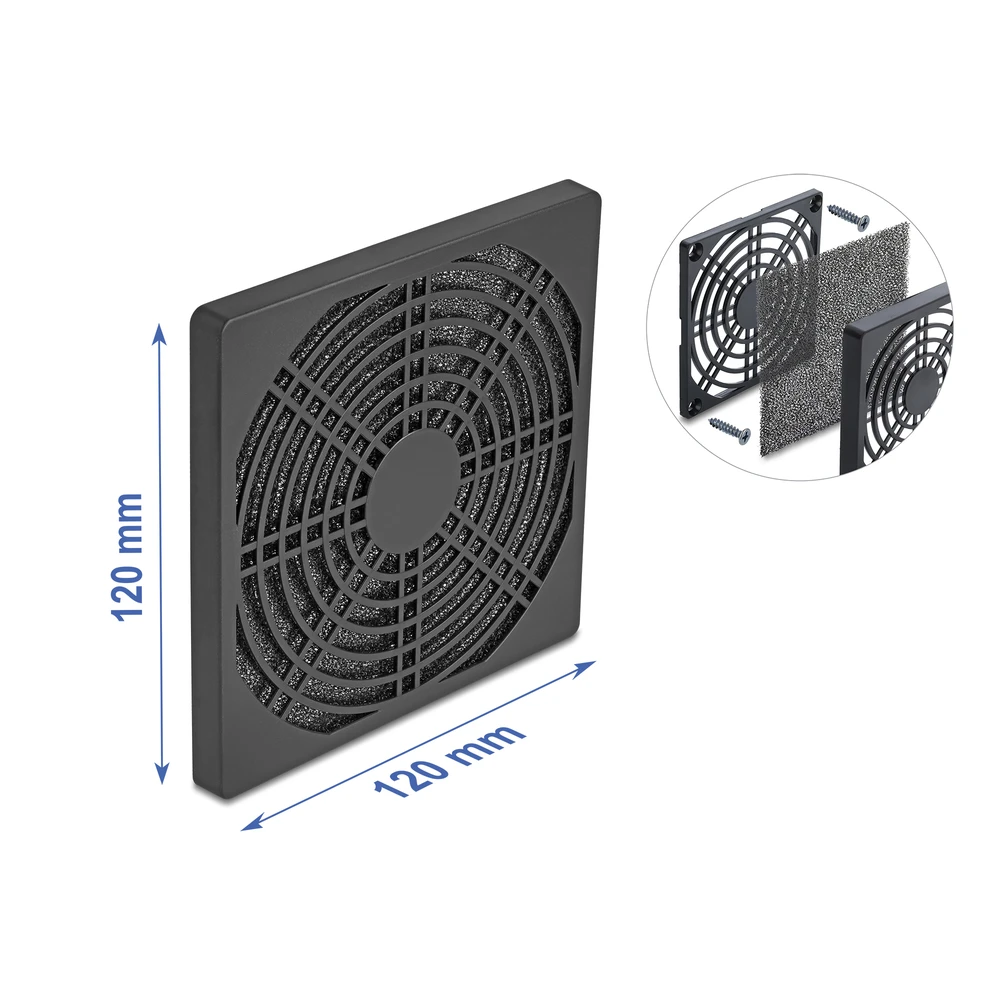DELOCK Cooler grille dust filter 120 x 120 mm black
