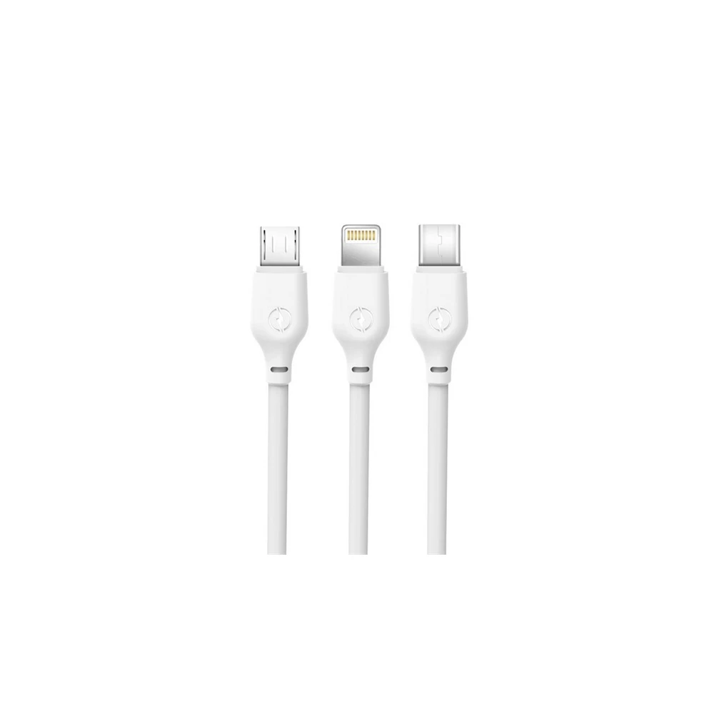 XO USB Lightning + Micro USB + USB Type C Converter White 1m XO-NB103_W