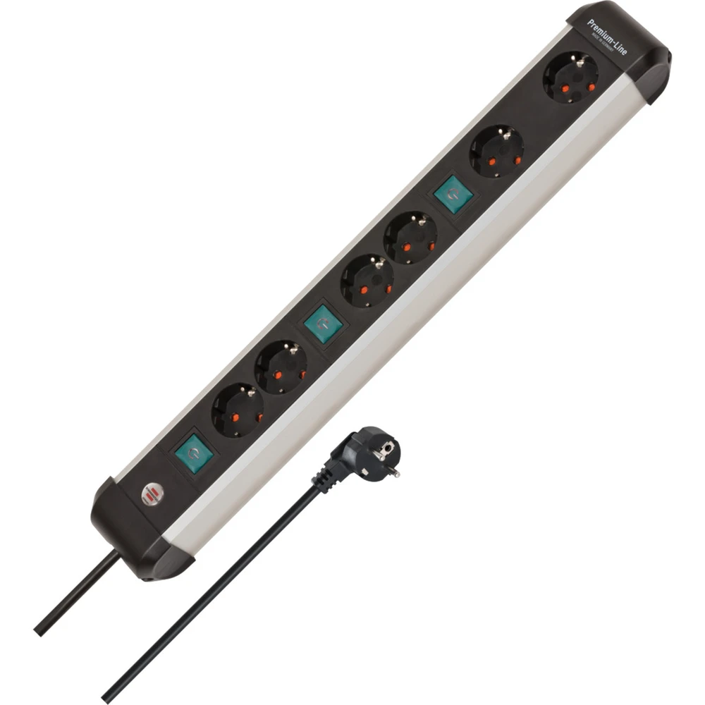 BRENNENSTUHL Premium-Alu-Line 6-os razdelnik prekidači fekete/alumínium 3 metar kabel 1391030601
