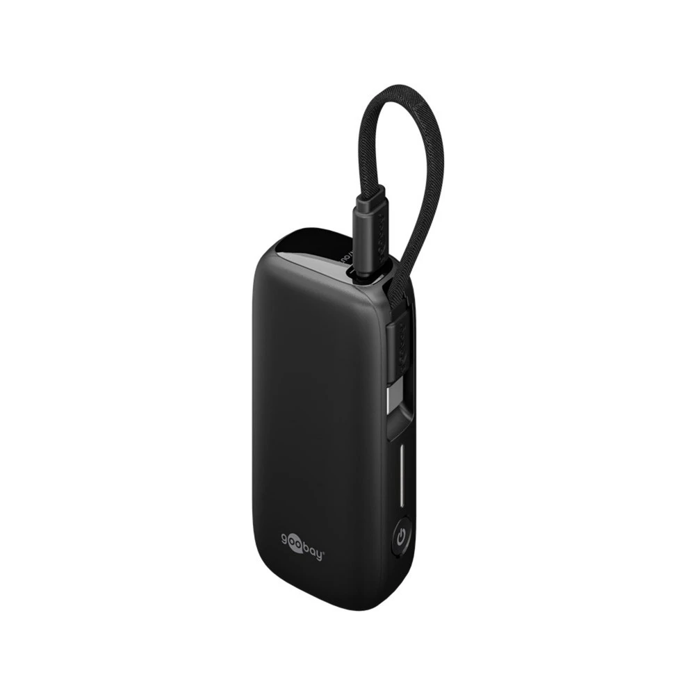 GOOBAY Powerbank 5000 mAh mounted USB-C cable 20W black 76250