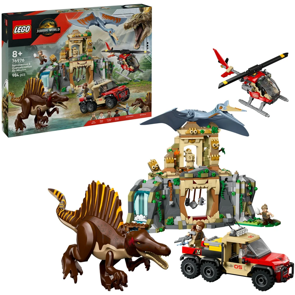 LEGO 76976 Jurassic World Spinosaurus & Quetzalcoatlus Helicopter Raid építőjáték