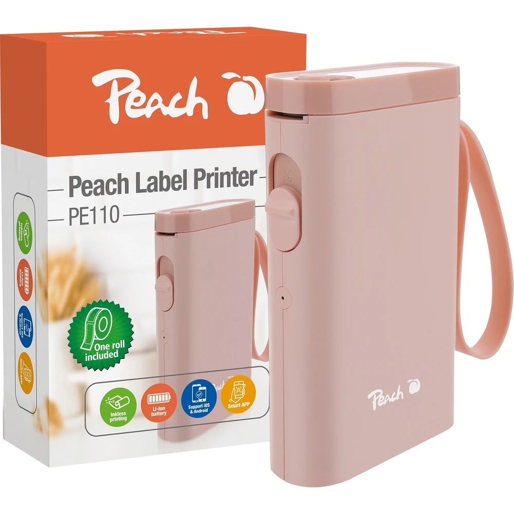 PEACH PE110 címkenyomtató rózsaszín közvetlen hőnyomtatás PE110-pi