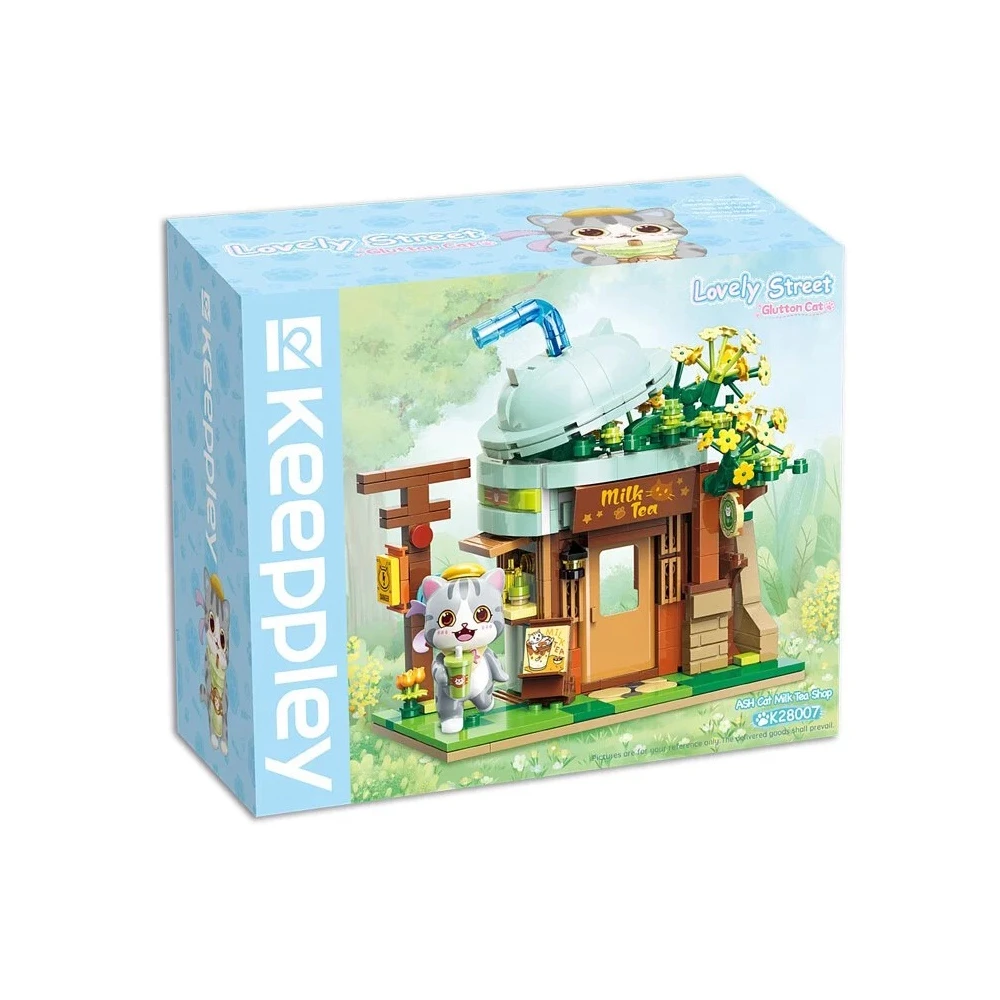 QMAN Keeppley toy Ash cat Milk tea shop K28007