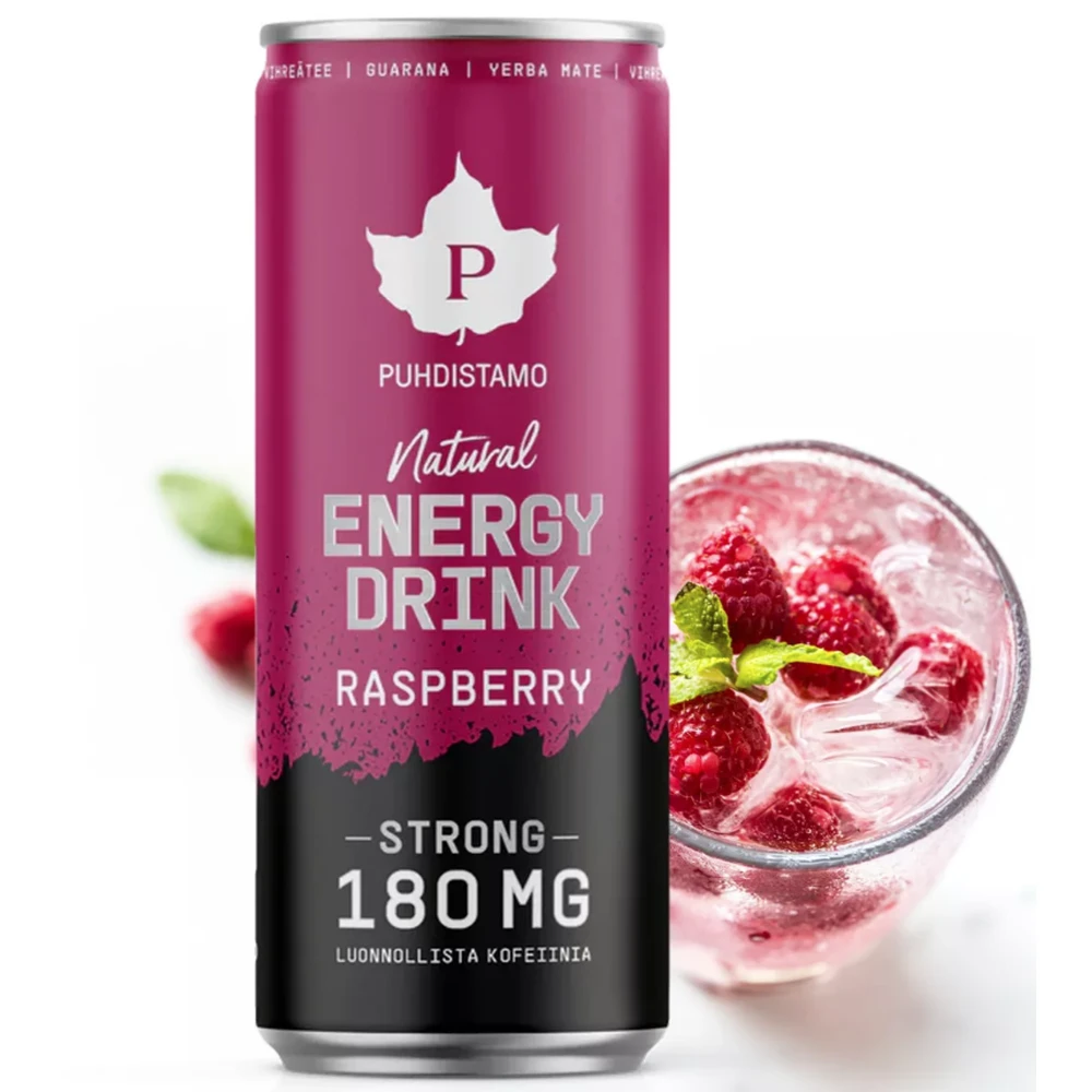 PUHDISTAMO Natural energiaital raspberries taste 330ml